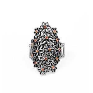 You're a Sunflower Paparazzi Silver-Tone Filigree Ring with Orange Accents